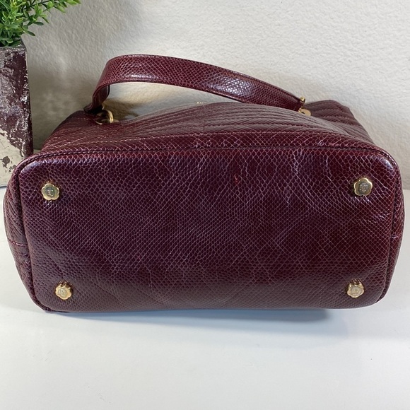 Eric JAVITS Quilted Leather Tote Shoulder Bag Purse Burgandy - Picture 4 of 16